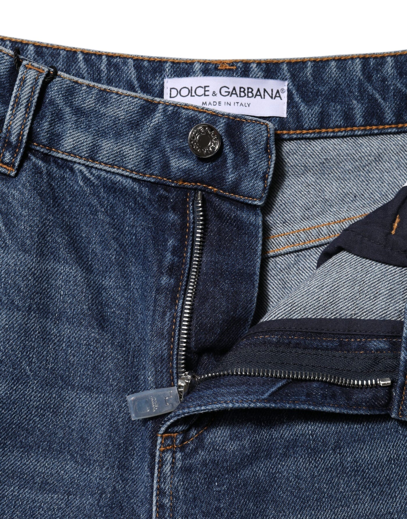 Dolce & Gabbana Blaue Baumwolljeans mit weitem Bein aus zerrissenem Denim