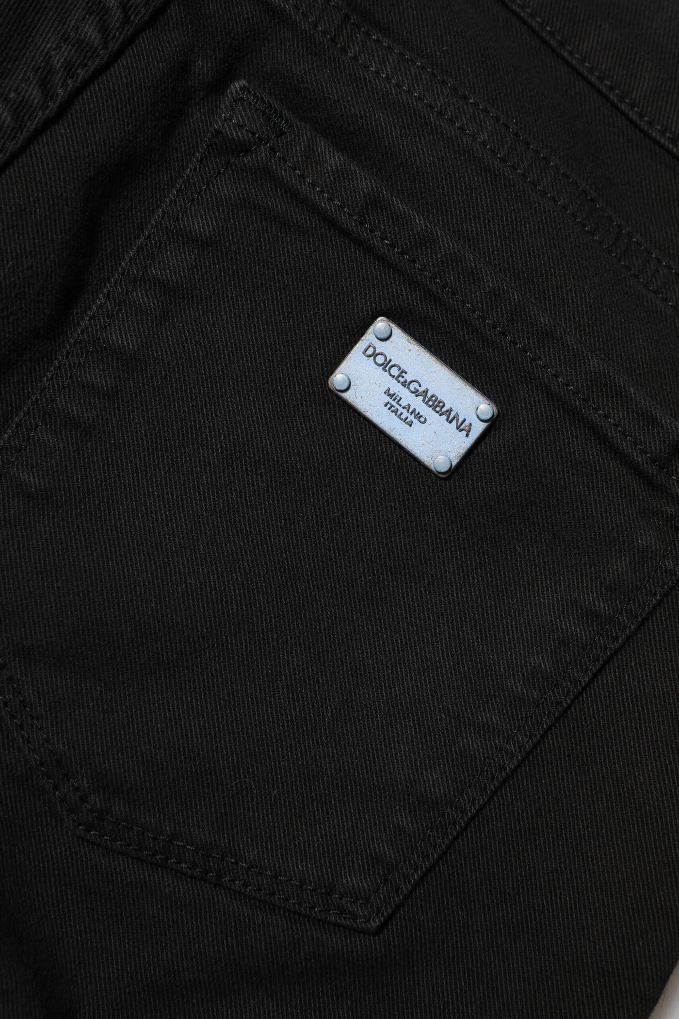 Dolce & Gabbana Schwarze Baumwolle Logo Skinny Mid Waist Denim Jeans