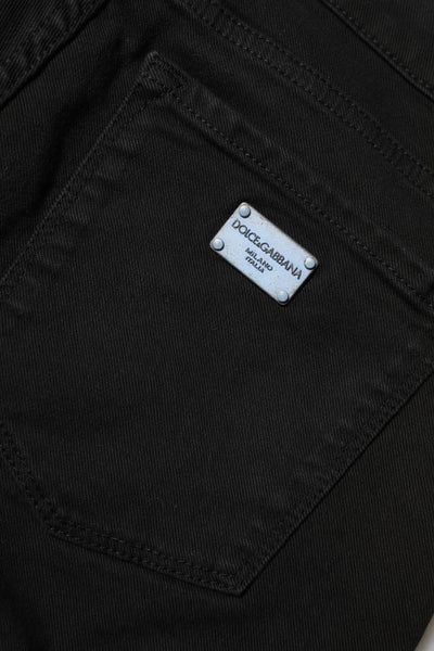 Dolce & Gabbana Schwarze Baumwolle Logo Skinny Mid Waist Denim Jeans