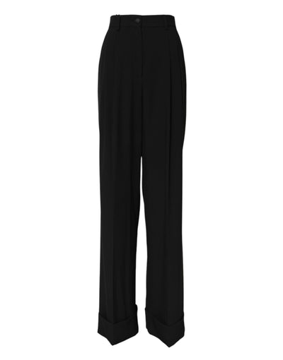 Dolce & Gabbana Schwarze formelle Hose mit hoher Taille aus Wolle