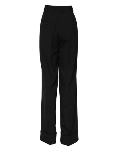 Dolce & Gabbana Schwarze formelle Hose mit hoher Taille aus Wolle