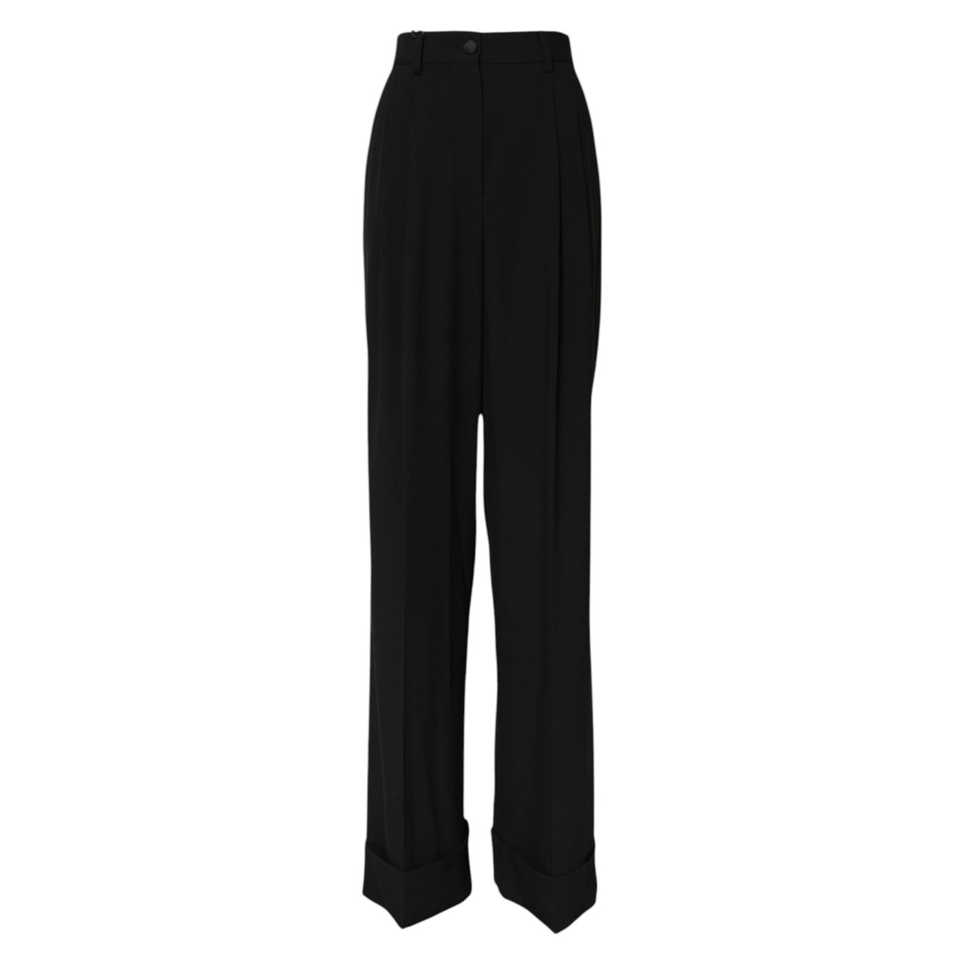 Dolce & Gabbana Schwarze formelle Hose mit hoher Taille aus Wolle