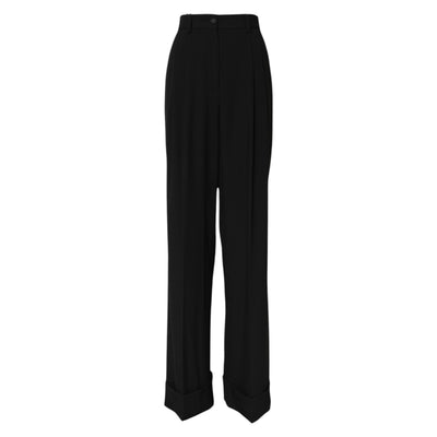 Dolce & Gabbana Schwarze formelle Hose mit hoher Taille aus Wolle