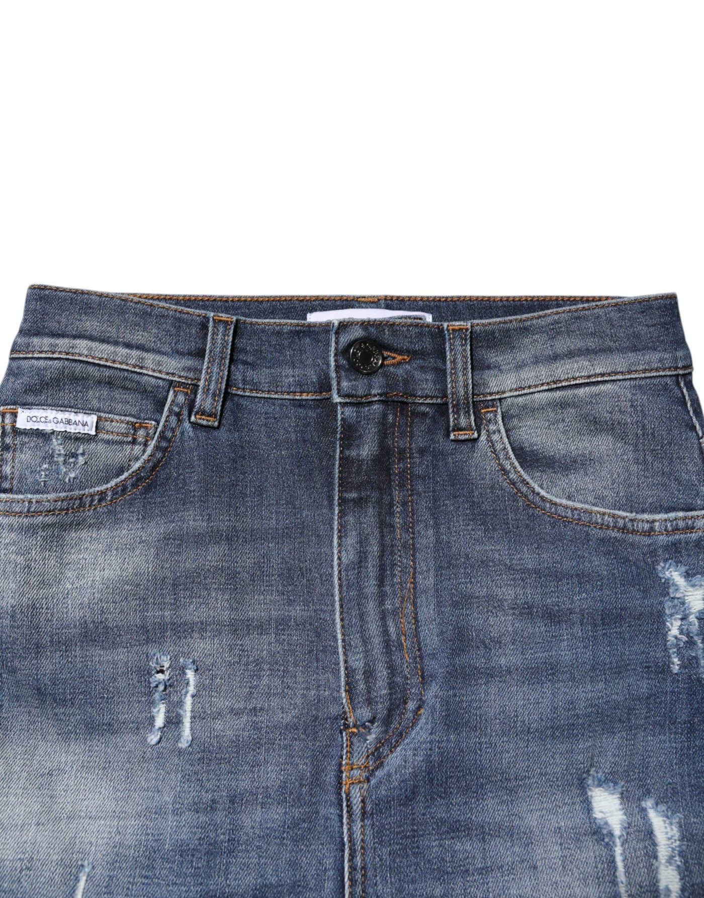 Dolce & Gabbana Blaue HighWaist Skinny Denim Jeans aus Baumwolle