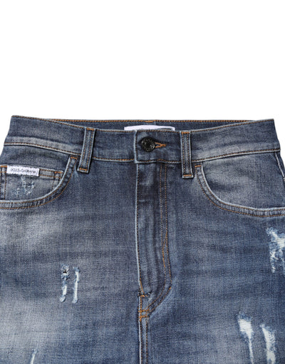 Dolce & Gabbana Blaue HighWaist Skinny Denim Jeans aus Baumwolle