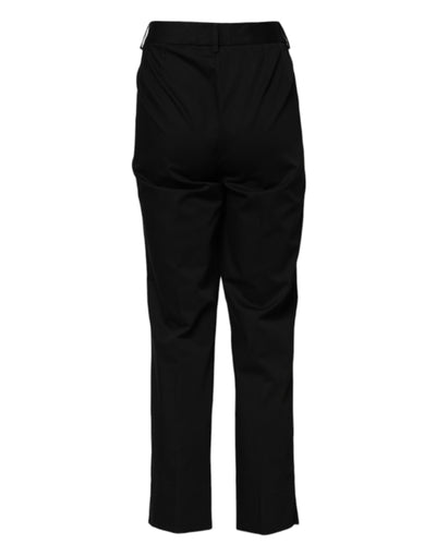 Dolce & Gabbana Schwarze formelle Hose mit hoher Taille aus Baumwolle