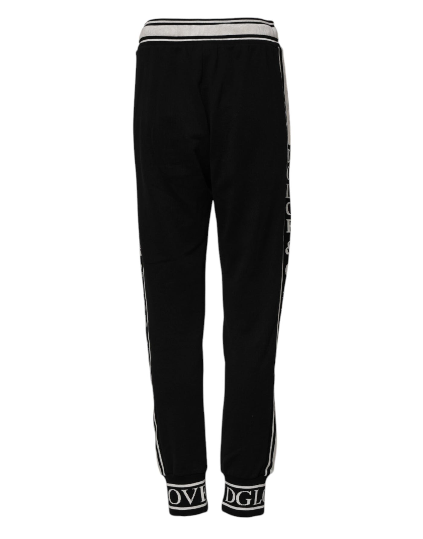 Dolce & Gabbana Schwarze Baumwoll-Jogger-Hose mit Logo-Taille