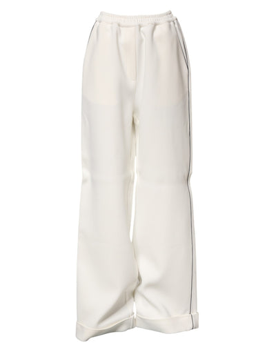 Dolce & Gabbana Weiße Viskose-Hose mit weitem Bein zum Anziehen