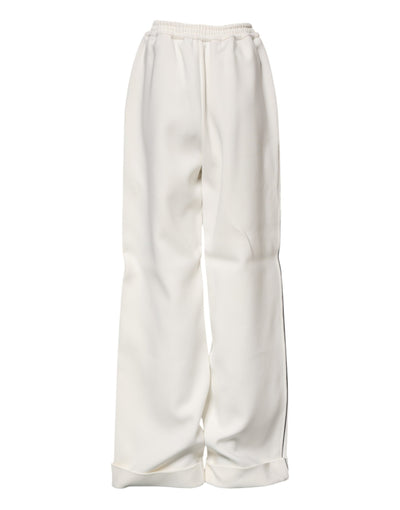 Dolce & Gabbana Weiße Viskose-Hose mit weitem Bein zum Anziehen