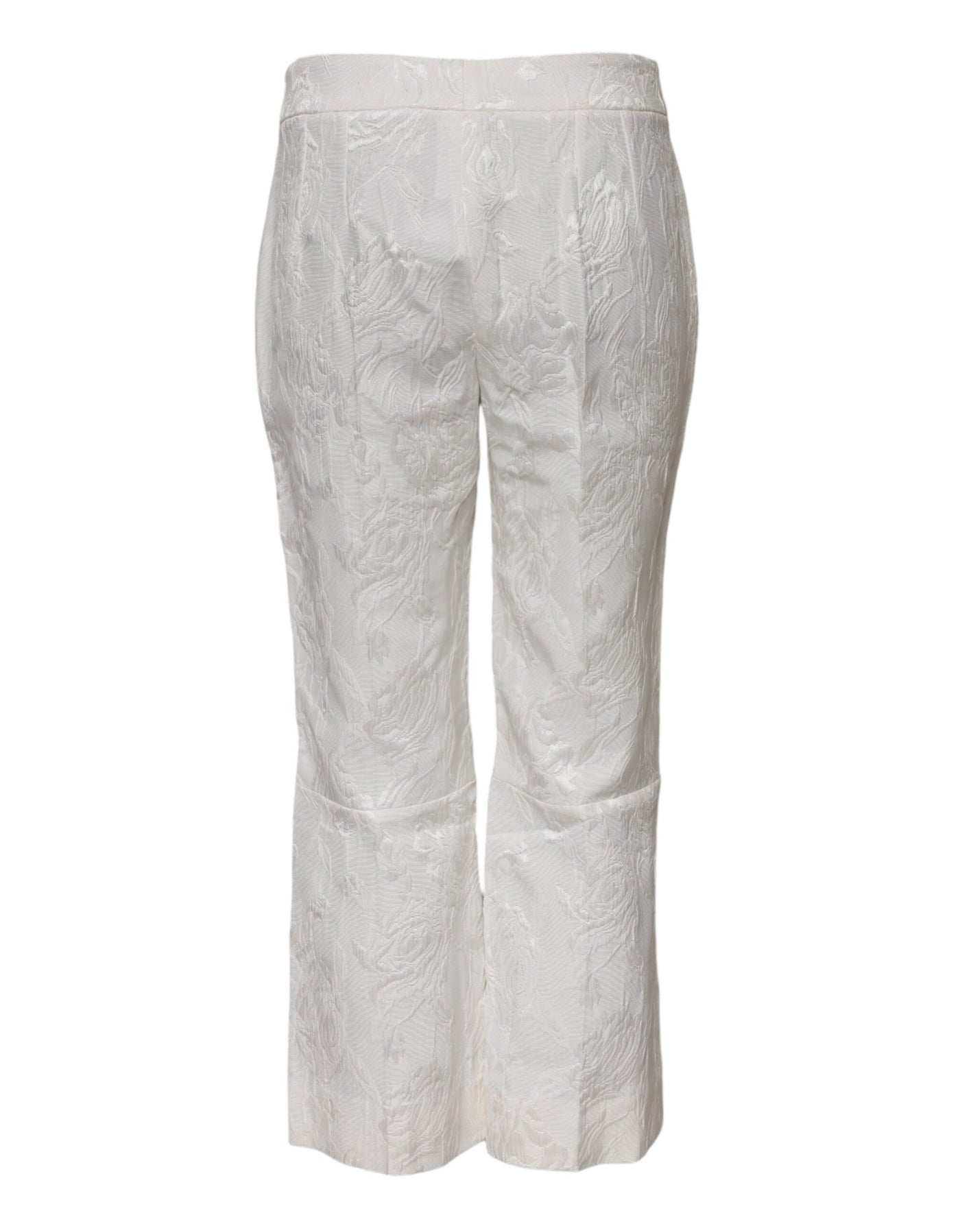 Dolce & Gabbana Weiße Jacquard-Hose aus Baumwolle mit Blumenmuster