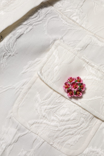 Dolce & Gabbana Weiße Jacquard-Hose aus Baumwolle mit Blumenmuster