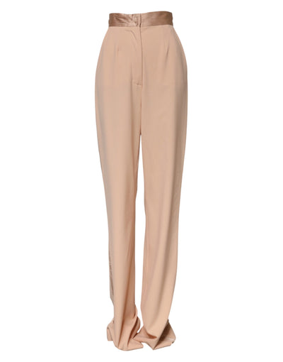 Dolce & Gabbana Beige Polyester-Hose mit mittlerer Taille, konisch zulaufend
