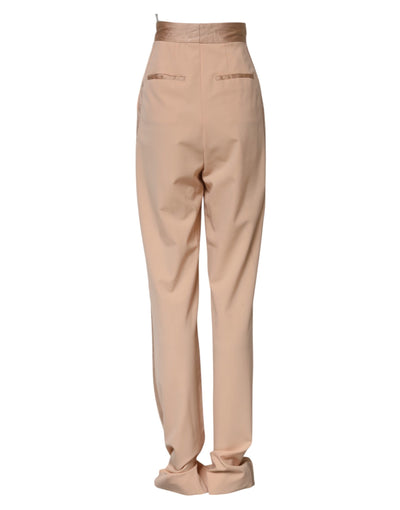 Dolce & Gabbana Beige Polyester-Hose mit mittlerer Taille, konisch zulaufend