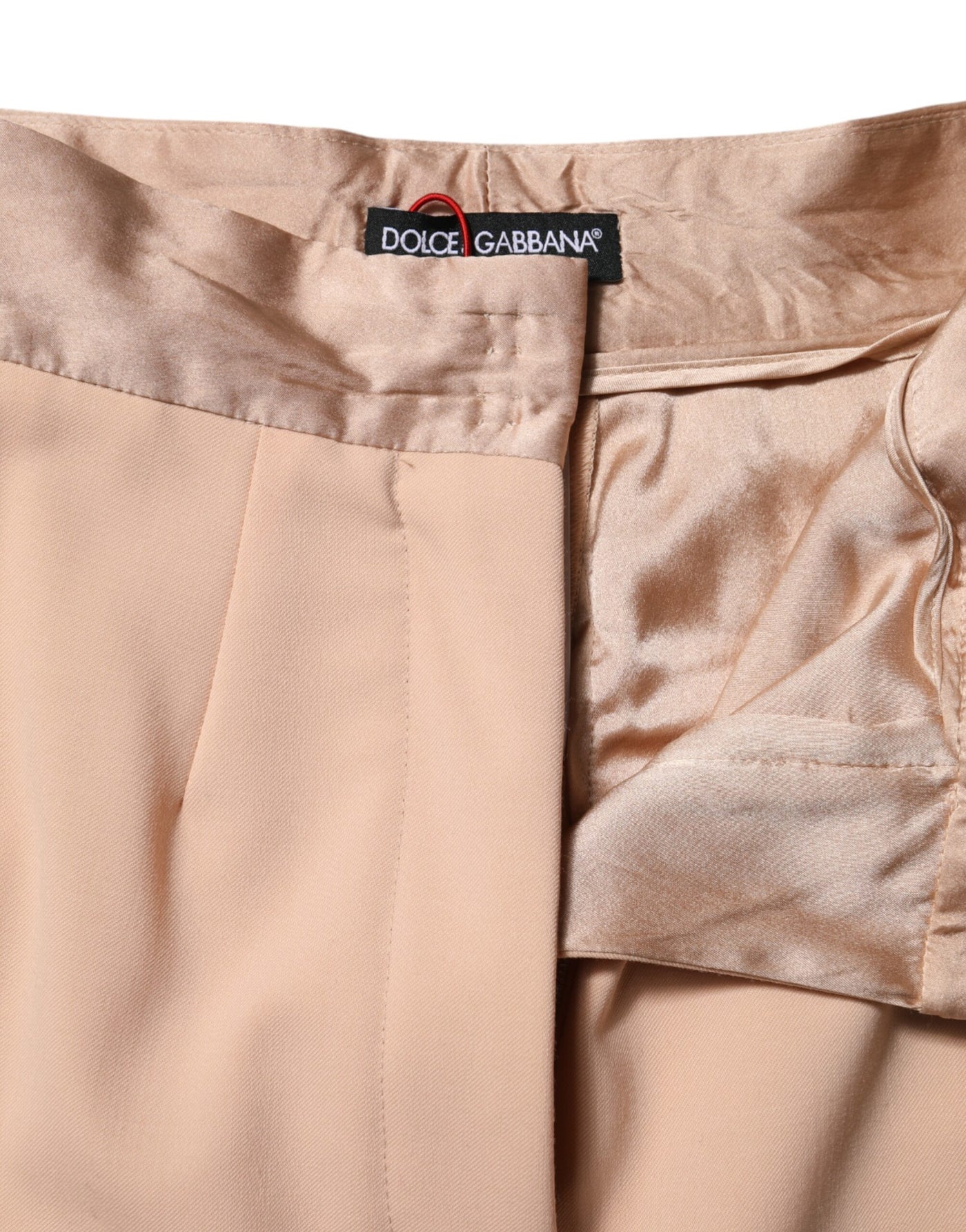 Dolce & Gabbana Beige Polyester-Hose mit mittlerer Taille, konisch zulaufend