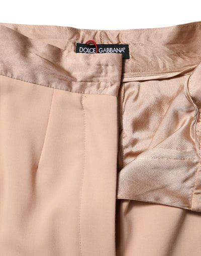 Dolce & Gabbana Beige Polyester-Hose mit mittlerer Taille, konisch zulaufend