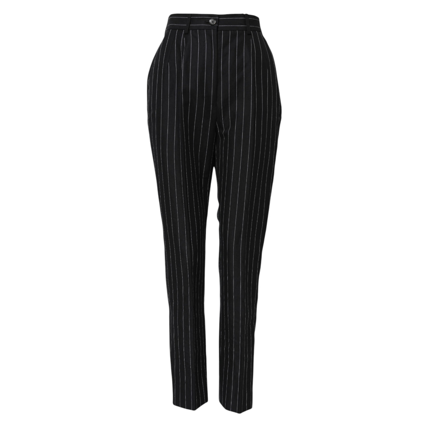 Dolce & Gabbana Schwarz gestreifte Tapered Pants mit hoher Taille