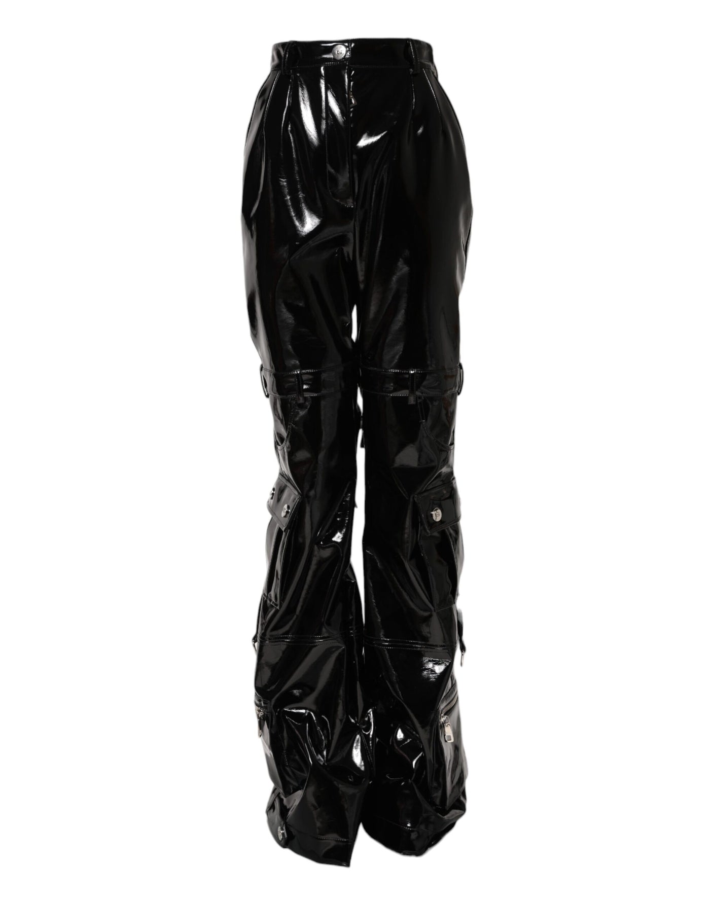 Dolce & Gabbana Schwarze Cargo-Bootcut-Hose mit hoher Taille