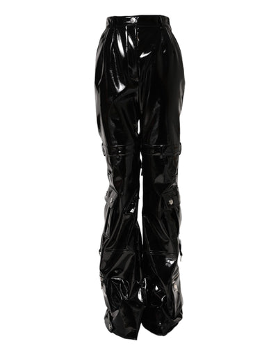 Dolce & Gabbana Schwarze Cargo-Bootcut-Hose mit hoher Taille