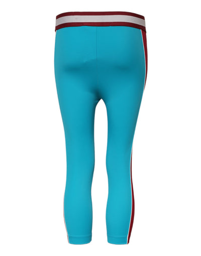 Dolce & Gabbana Blaue Nylon Slim Fit Cropped Leggings Hose