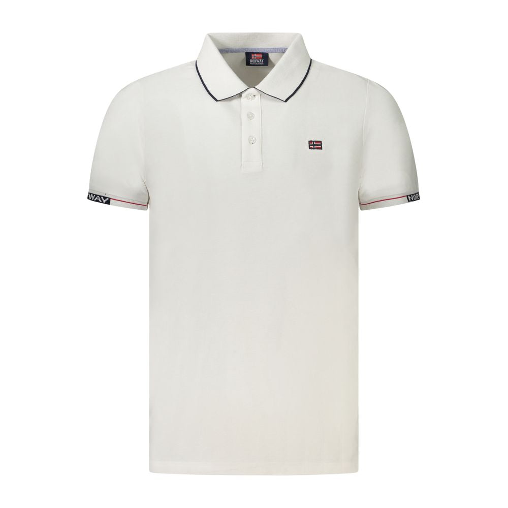 Norway 1963 Weißes Baumwoll-Poloshirt für Männer