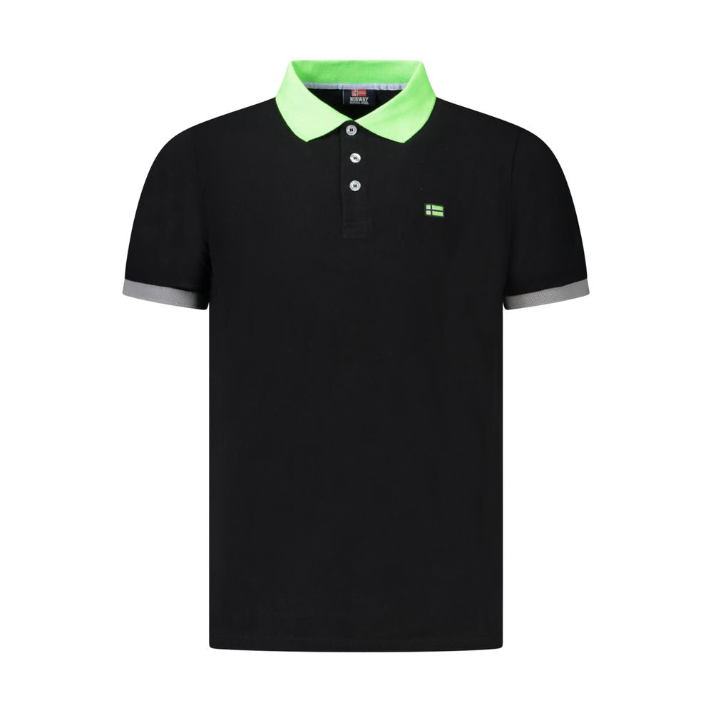 Norway 1963 Schwarzes Baumwoll-Poloshirt für Männer