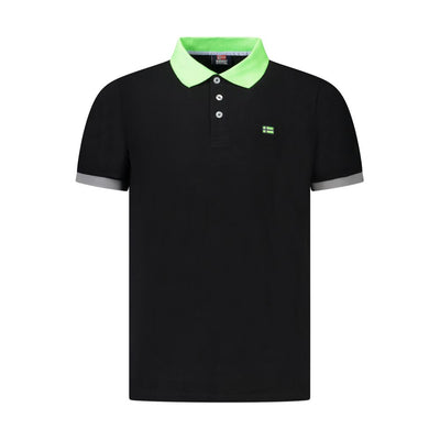 Norway 1963 Schwarzes Baumwoll-Poloshirt für Männer