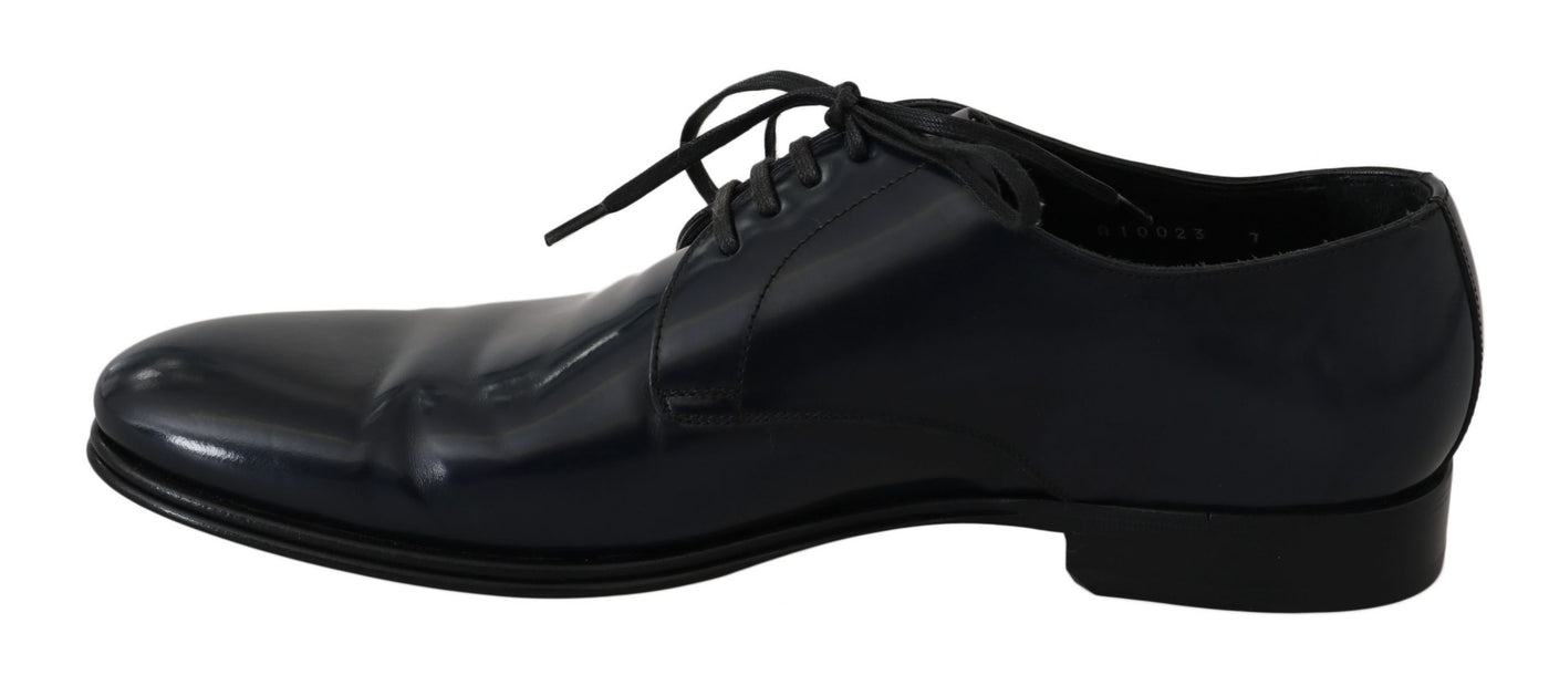 Dolce & Gabbana Blau Leder Kleid Derby Formale Herrenschuhe