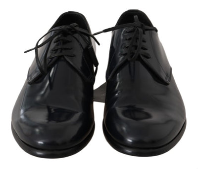 Dolce & Gabbana Polierte Derby-Schuhe aus blauem Leder