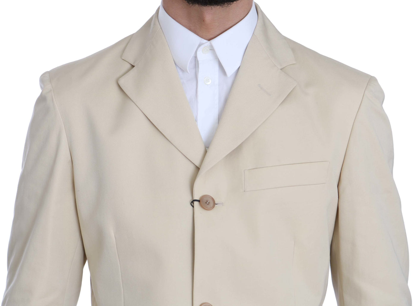 Romeo Gigli Zweiteiliger 3-Knopf-Anzug aus fester Baumwolle in Beige