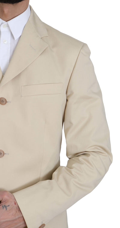 Romeo Gigli Zweiteiliger 3-Knopf-Anzug aus fester Baumwolle in Beige
