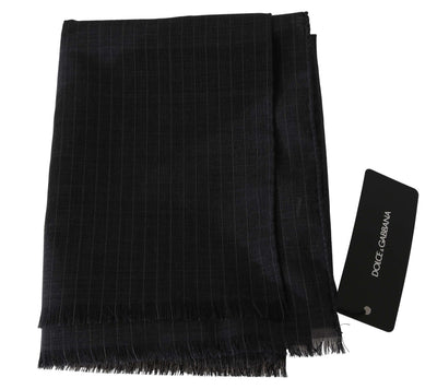 Dolce & Gabbana Grauer Wickelschal aus 100% Wolle mit Streifenmuster