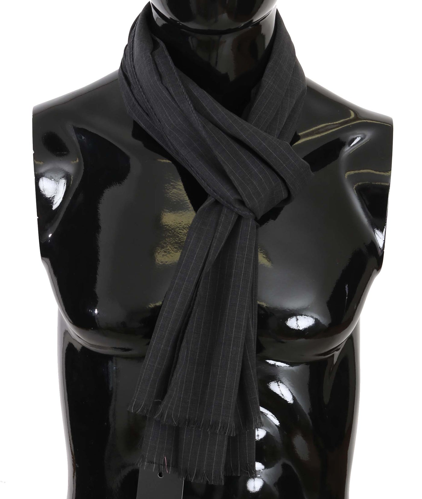 Dolce & Gabbana Grauer Wickelschal aus 100% Wolle mit Streifenmuster
