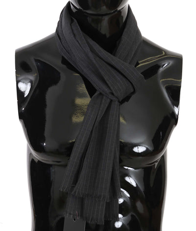 Dolce & Gabbana Grauer Wickelschal aus 100% Wolle mit Streifenmuster