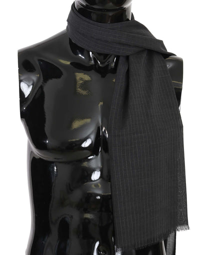 Dolce & Gabbana Grauer Wickelschal aus 100% Wolle mit Streifenmuster