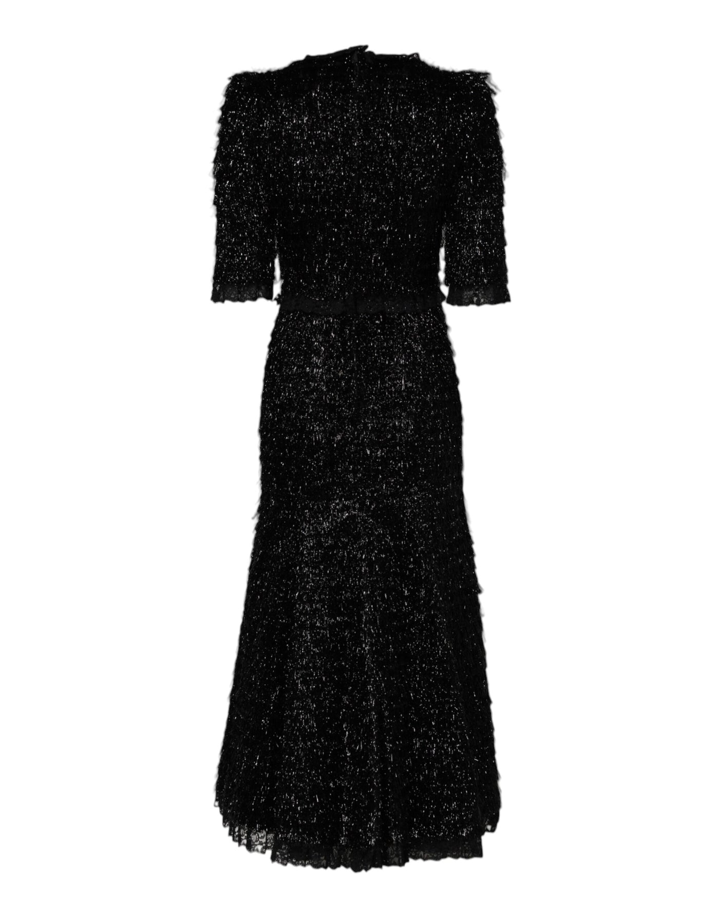 Dolce & Gabbana Schwarzes Metallic-Polyester-Midikleid in A-Linie