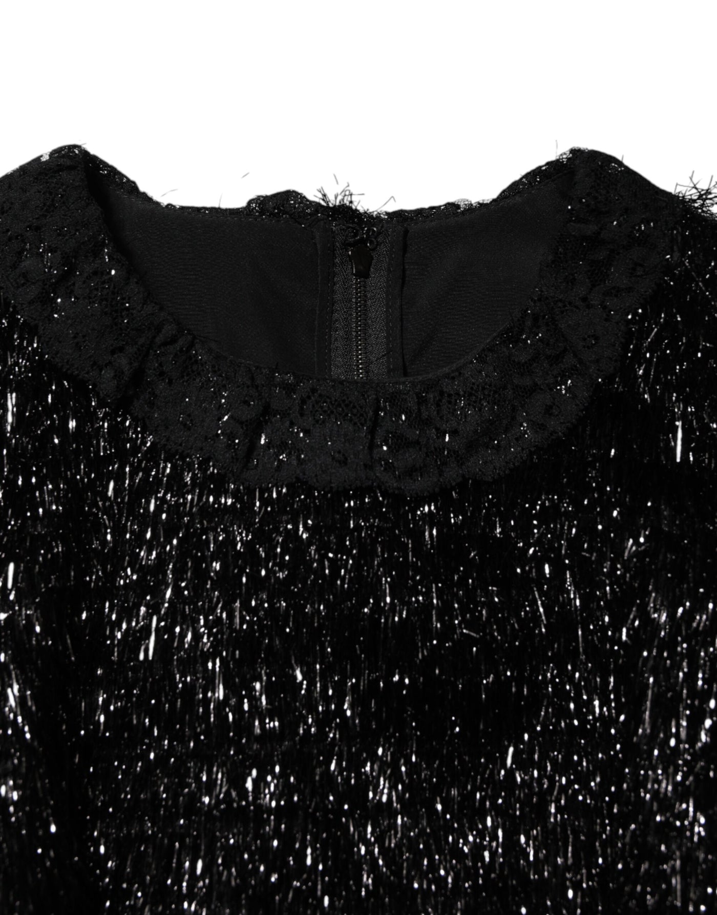 Dolce & Gabbana Schwarzes Metallic-Polyester-Midikleid in A-Linie