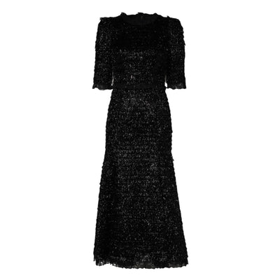 Dolce & Gabbana Schwarzes Metallic-Polyester-Midikleid in A-Linie