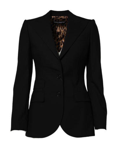 Dolce & Gabbana Schwarzer Wollmantel einreihig Jacke