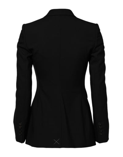 Dolce & Gabbana Schwarzer Wollmantel einreihig Jacke