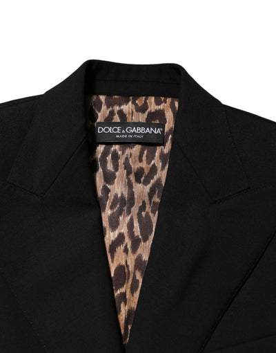 Dolce & Gabbana Schwarzer Wollmantel einreihig Jacke
