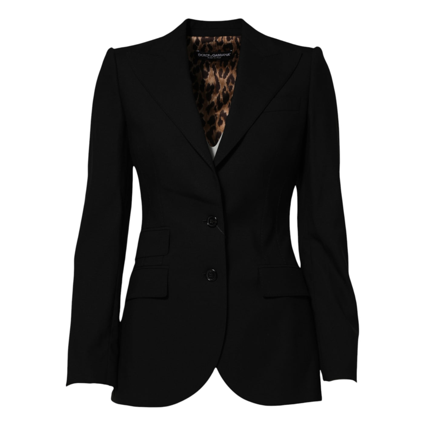 Dolce & Gabbana Schwarzer Wollmantel einreihig Jacke