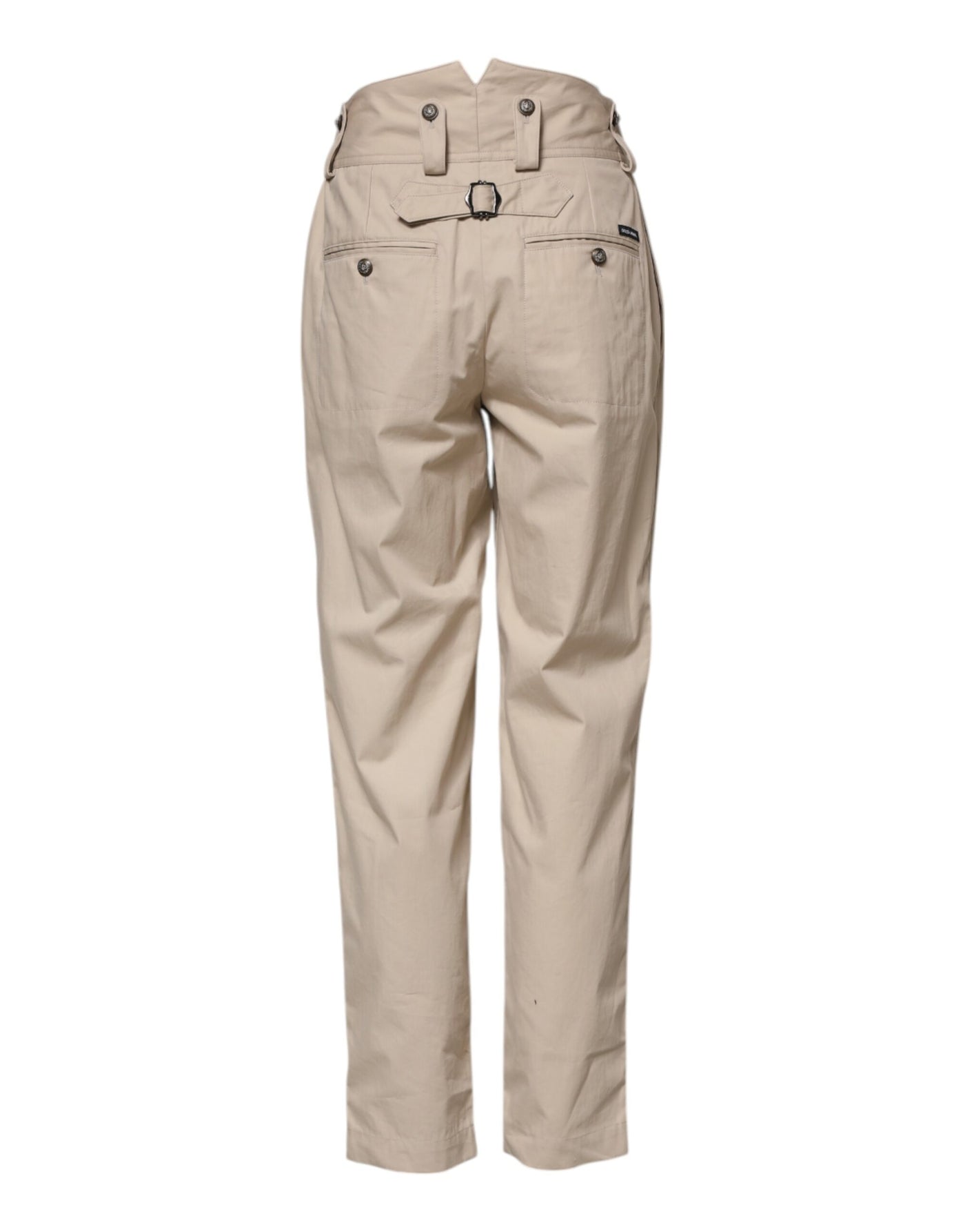 Dolce & Gabbana Beigefarbene Hose mit hoher Taille aus Baumwolle