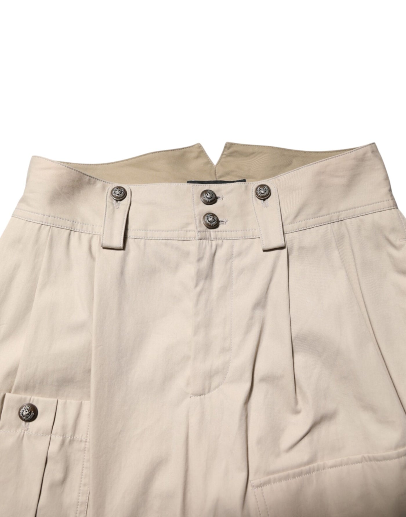 Dolce & Gabbana Beigefarbene Hose mit hoher Taille aus Baumwolle