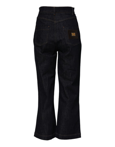 Dolce & Gabbana Blaue Baumwolljeans mit ausgestelltem Bund
