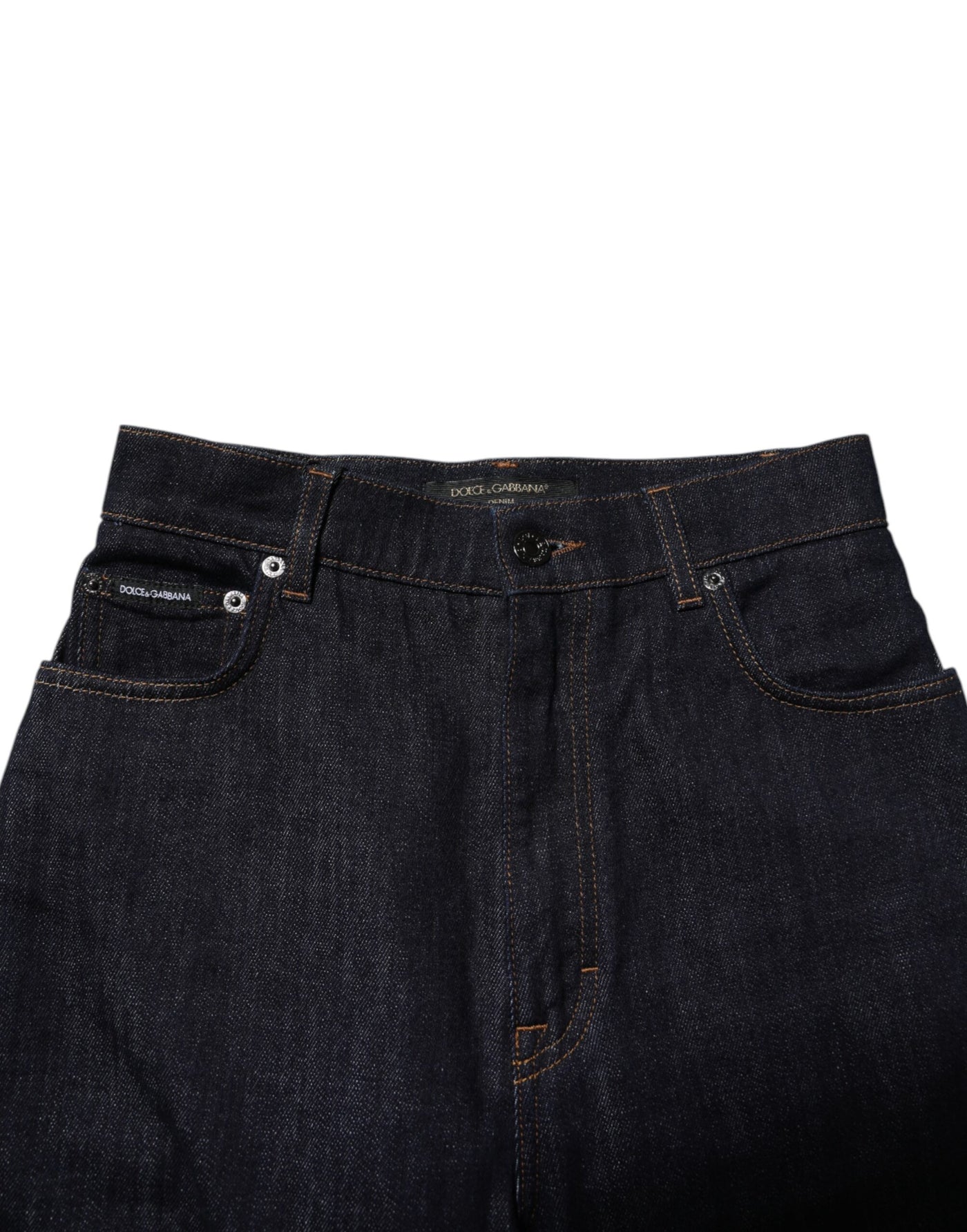 Dolce & Gabbana Blaue Baumwolljeans mit ausgestelltem Bund