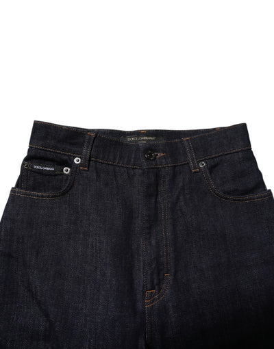 Dolce & Gabbana Blaue Baumwolljeans mit ausgestelltem Bund