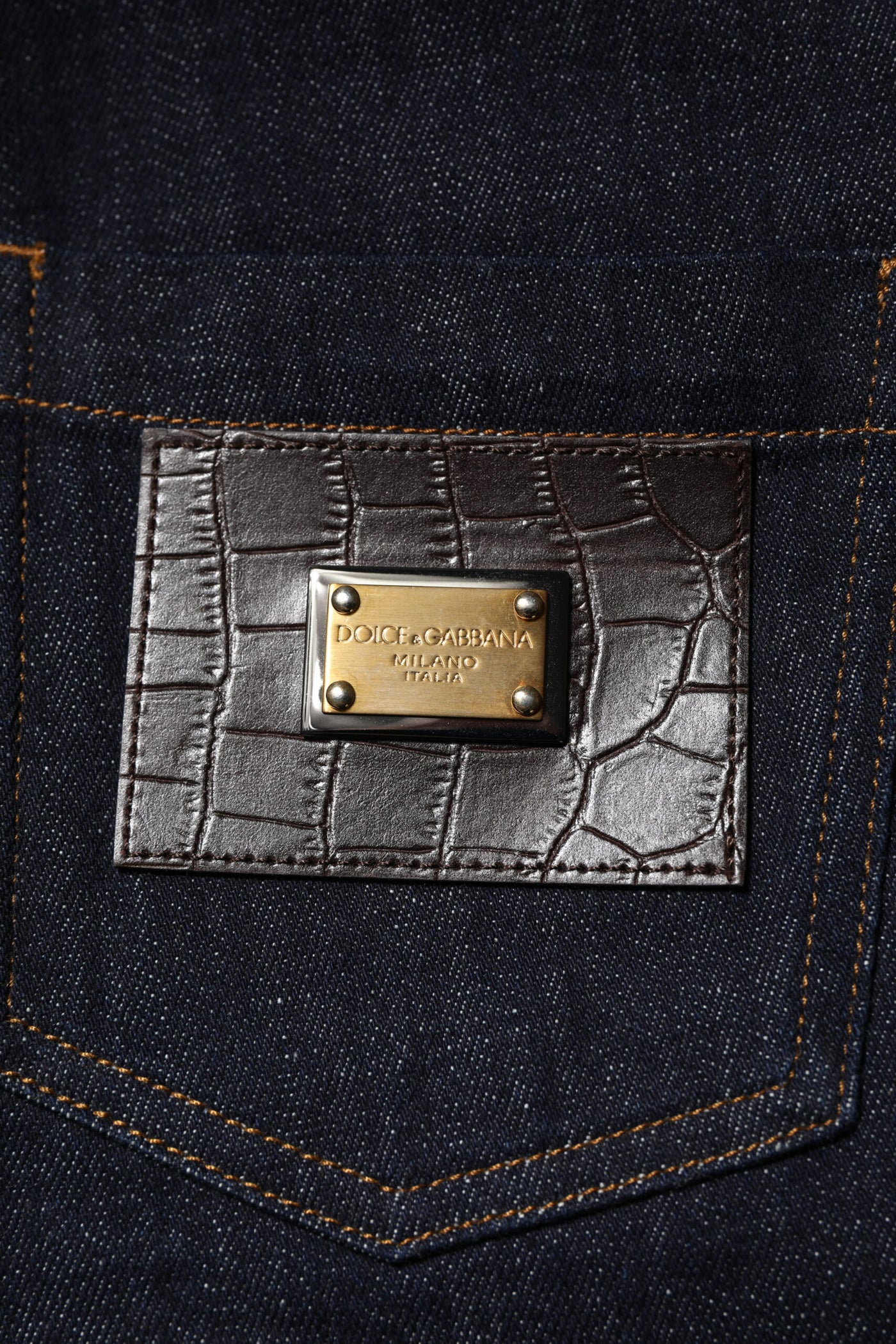 Dolce & Gabbana Blaue Baumwolljeans mit ausgestelltem Bund