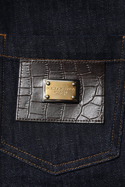 Dolce & Gabbana Blaue Baumwolljeans mit ausgestelltem Bund