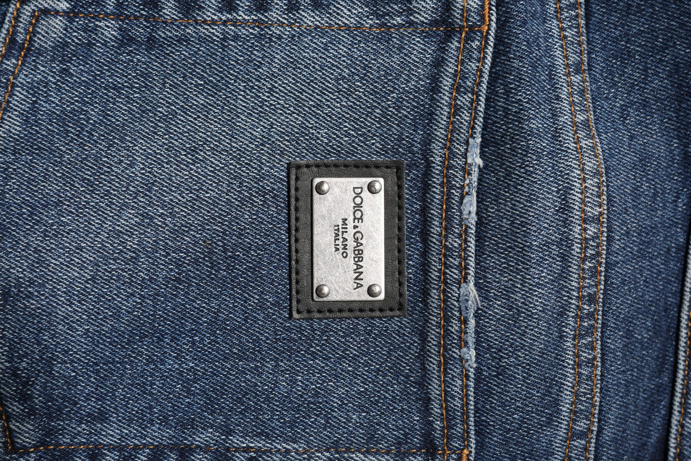 Dolce & Gabbana Blaue Straight Denim Jeans mit mittlerer Taille aus Baumwolle