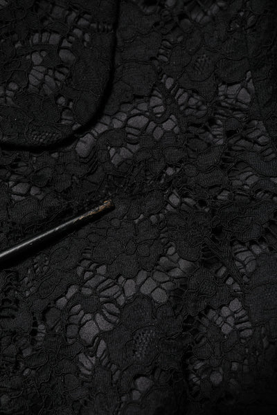 Dolce & Gabbana Schwarze Jacke mit geblümter Spitze aus Baumwolle mit Kragen